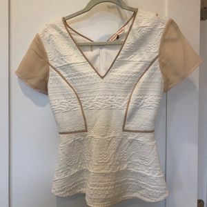 Rebecca Taylor Peplum Diamond Jacquard Top